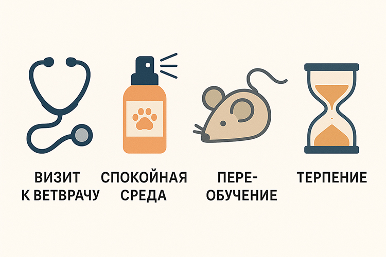 Схематичный план в 4 шага: ветврач, спокойствие, перевоспитание, терпение